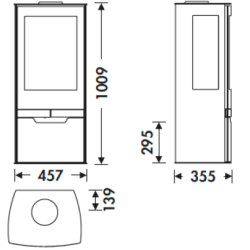 Dimensions Poêle à bois étanche ZINC