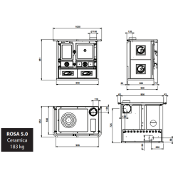 schéma Cuisinière à bois Rosa 5.0 Ceramica