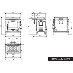 Poêle à bois avec chauffe plat Isetta Con Cerchi EVO 4.0