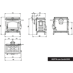Poêle à bois avec chauffe plat Isotta con cerchi Evo