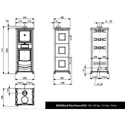 Schéma Poêle à bois avec four Rossella Plus Forno Evo Pietra