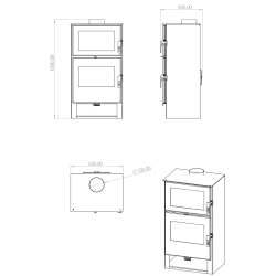 Schéma Poêle à bois avec four Carrio Inox